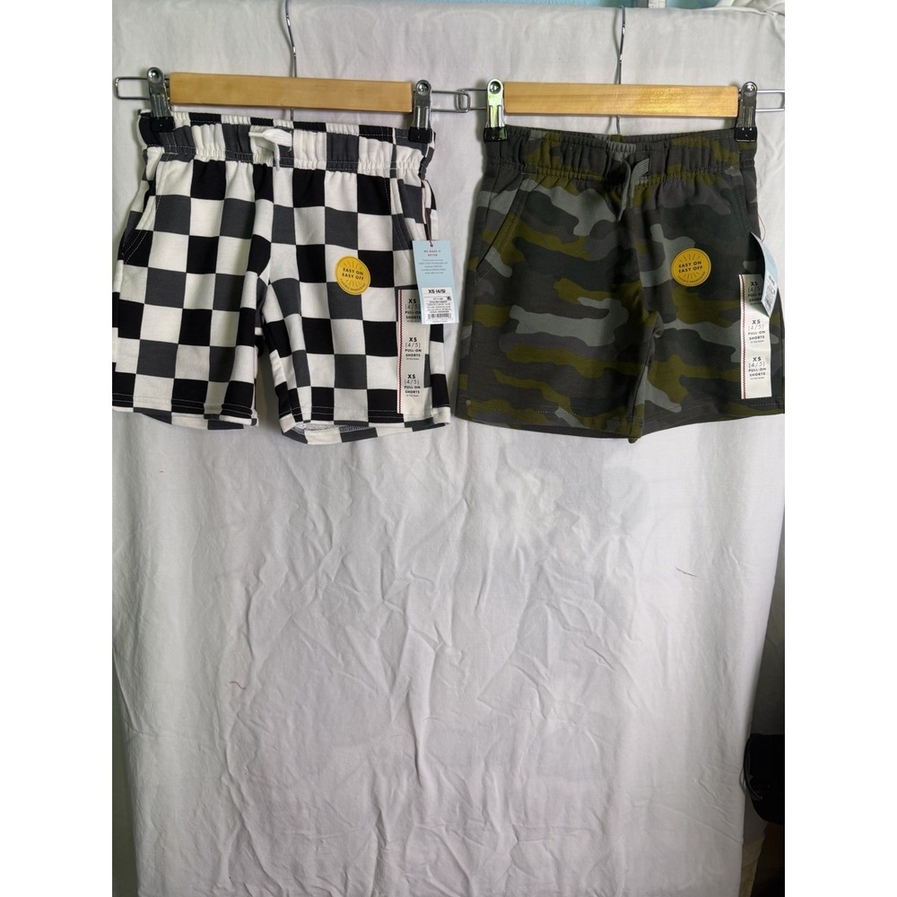 Cat And Jack Boys Tupac Checkered Camo Drawstring Pull On Shorts Size Xs4/5 New